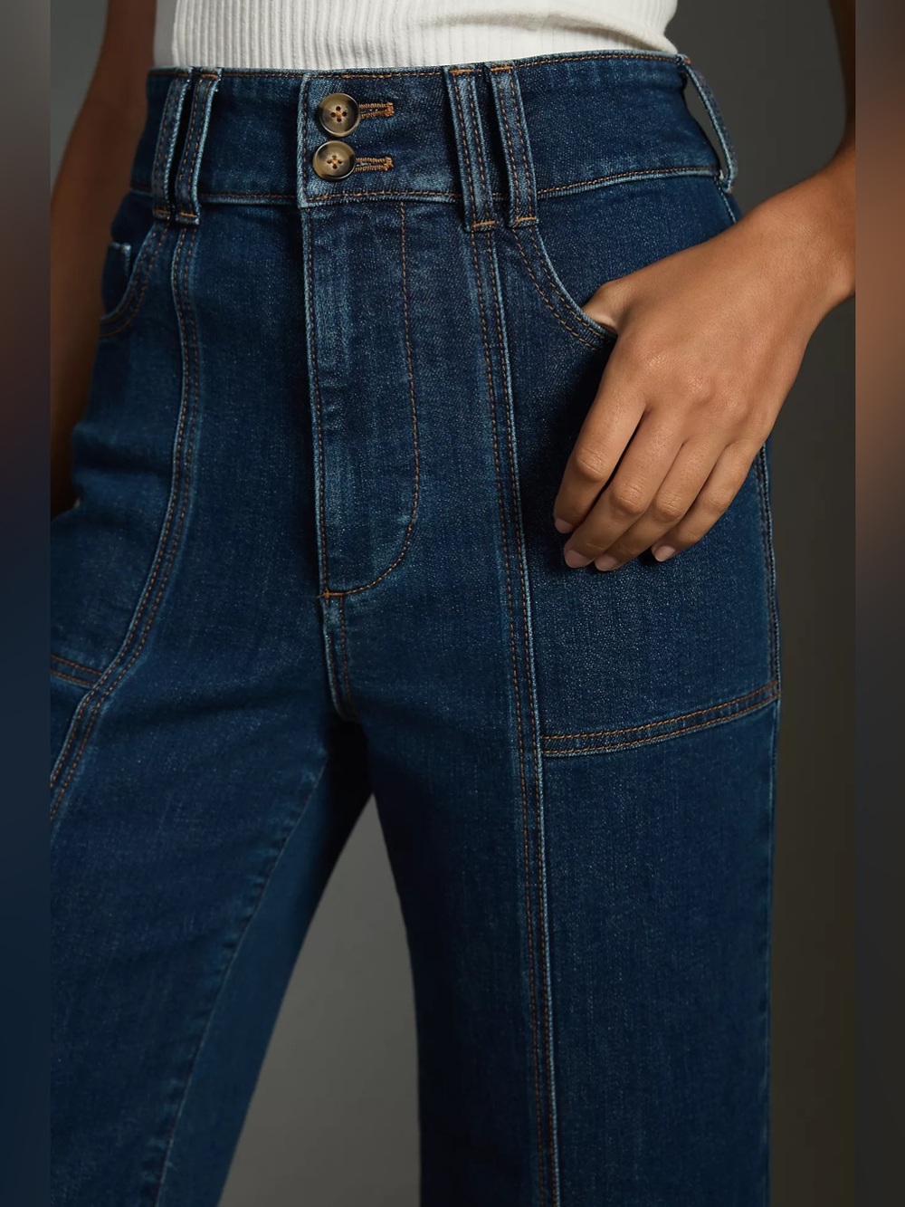 Pilcro The Skipper Seamed High-Rise Crop Wide-Leg Jeans $148 Size 27 (sold out) - Picture 3 of 12